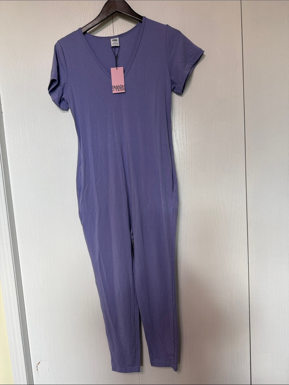 Smash + Tess Lavender V‑Neck Short Sleeve Jumpsuit